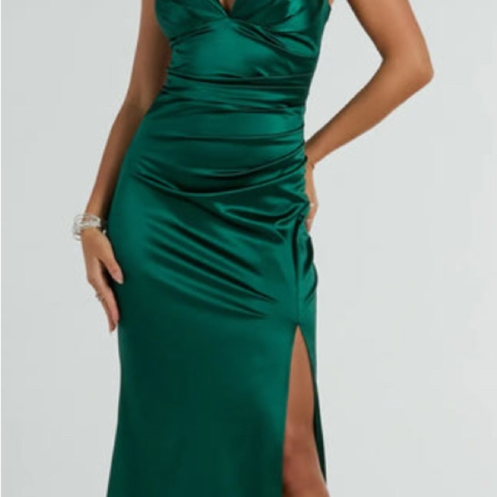 Elegant Green Satin Dress